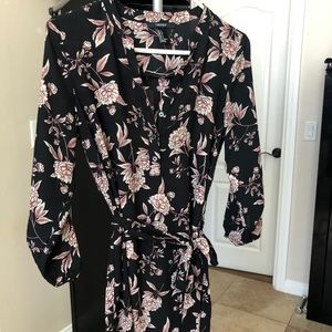 Black floral long sleeve dress